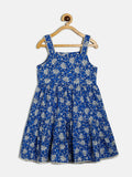 Manet Girls Cotton Layer Frock Printed - Blue