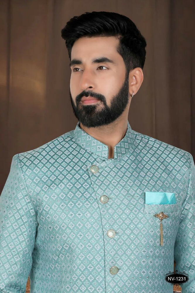 Joban Fashion Men's Green Woven Jacquard Kurta with Pyjama