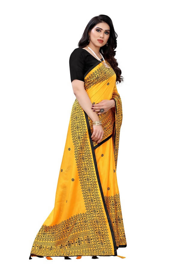 Vamika Yellow Sana Silk Printed Saree (Nihal Yellow)