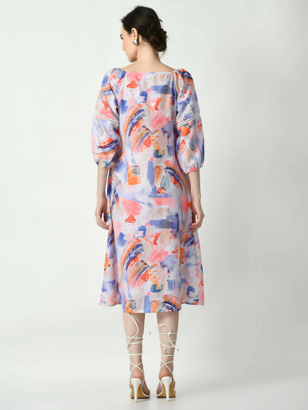 Myshka Women's Multi Abstract Printed A-Line Dress - Distacart