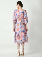 Myshka Women's Multi Abstract Printed A-Line Dress - Distacart