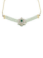 Green Stone Kundan Choker- Ruby Raang