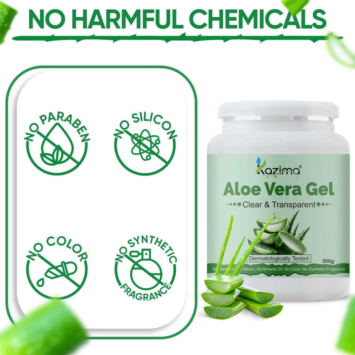 Kazima Pure Aloe Vera Gel For Hair, Acne, Scars, Dark Circles & Sunburn