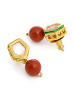 Ruby Raang Red Jasper Kundan Earrings - Distacart