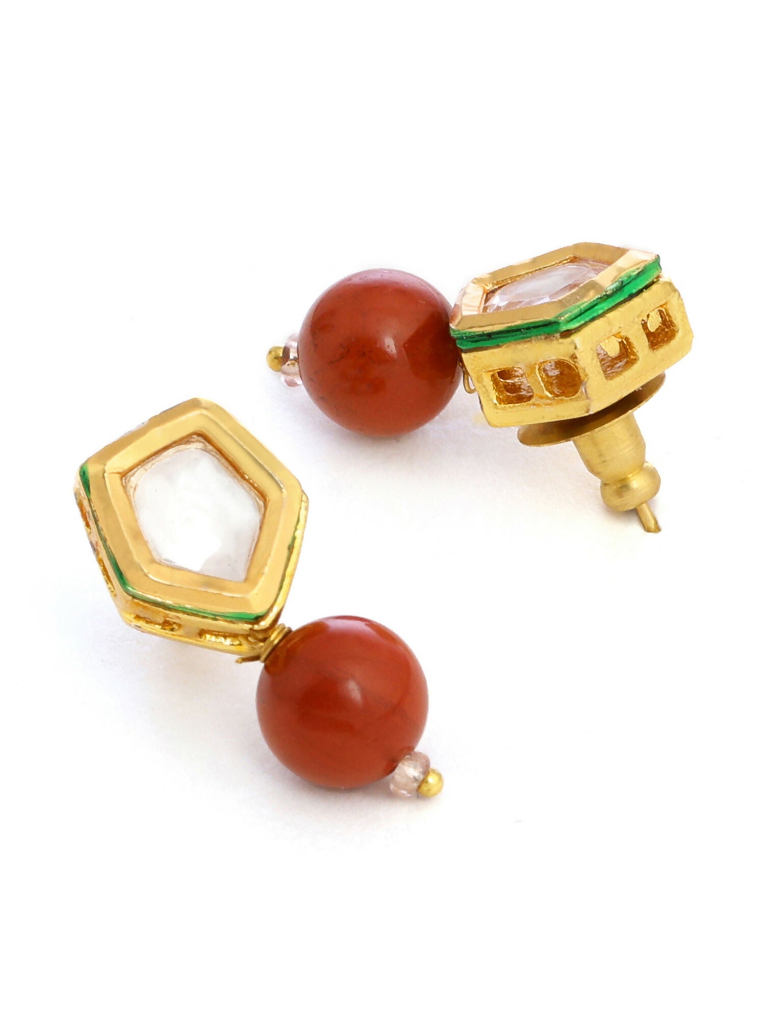 Ruby Raang Red Jasper Kundan Earrings - Distacart