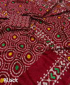 Red Silk Blend Ethnic Motifs Saree with Unstitched Blouse - A2M