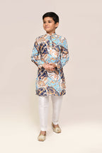 Joban Fashion Cotton Silk Blue Kurta With Straight Fit Pant