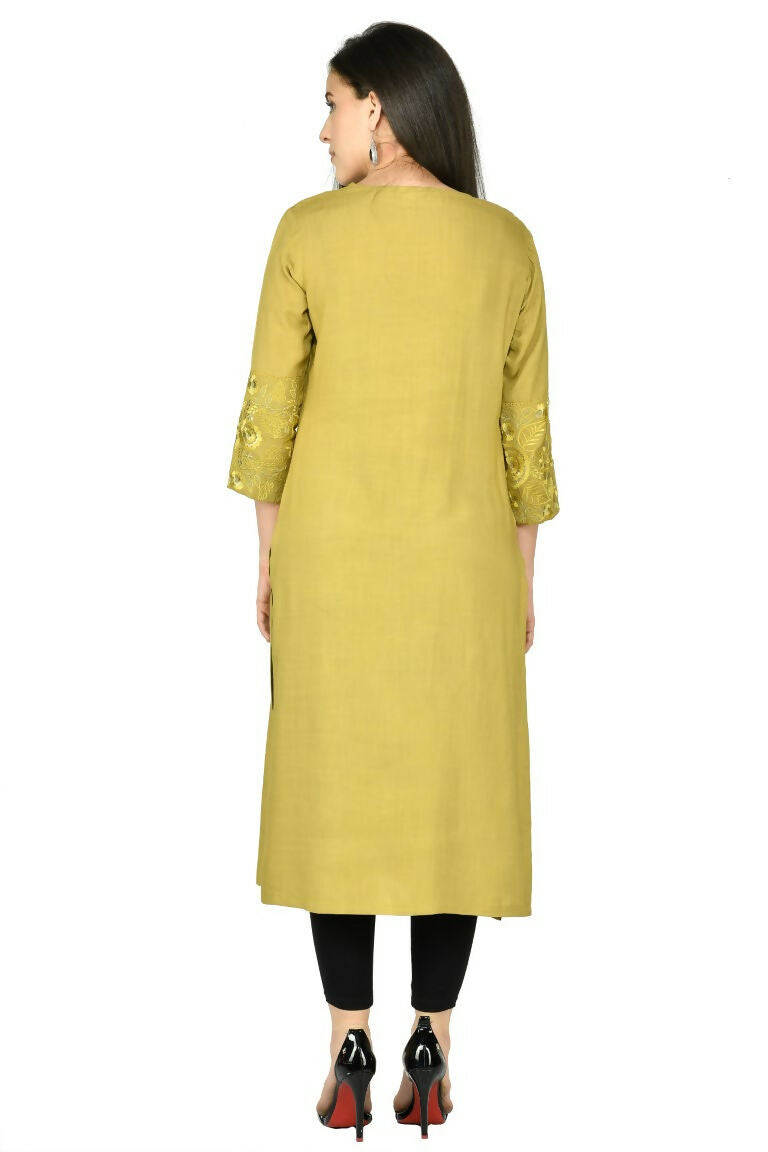 Joban Fashion Mehendi Cotton Rayon Kurta Set