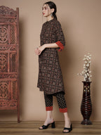 Myshka Women's Muli A-Line Kurta & Trousers With Dupatta