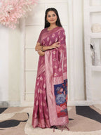 Shree Shyam Fashion Linen Cotton Pink Saree - Distacart