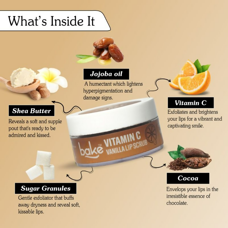 Bake Vitamin C Vanilla Lip Exfoliating & Lightening Scrub - Distacart