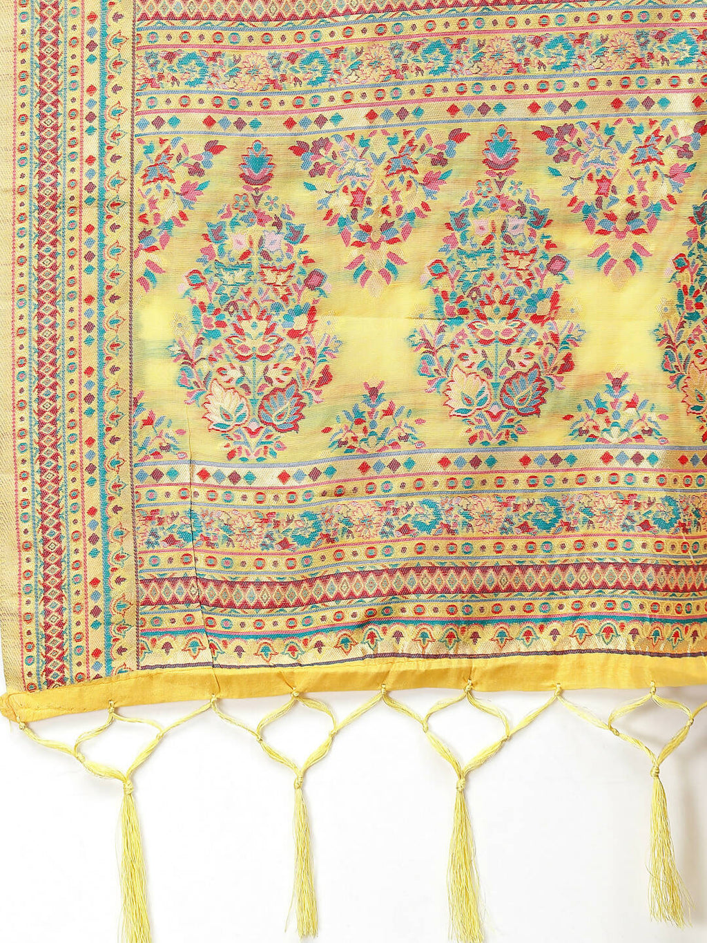 Yellow Silk Blend Woven Design Saree With Unstitched Blouse Piece - Aloki