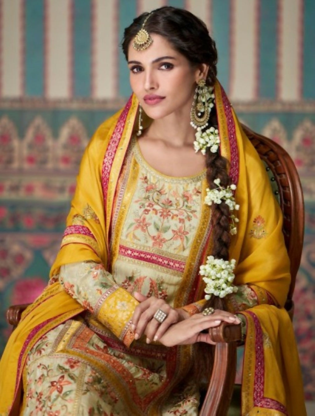 Anaita Yellow Embroidered Silk Fully Stitched Plazo suit - Distacart