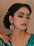 Dual Tone Kundan Flower Studs (silver) - Ruby Raang - Distacart