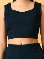 Myshka Women's Navy Blue Solid Party Top