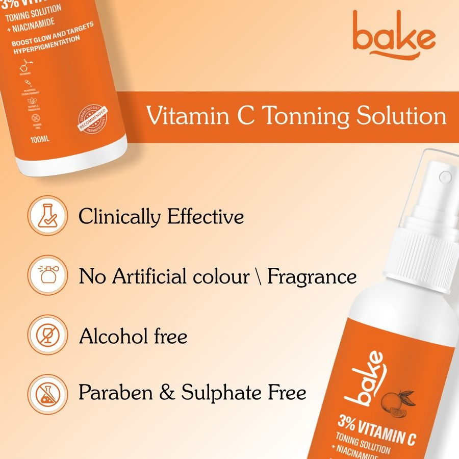 Bake 3% Vitamin C Toner With Niacinamide For Brightening & Glowing Skin