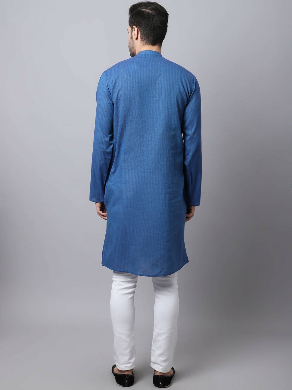 Even Apparels Blue Pure Cotton Men's Kurta With Side Placket - Distacart