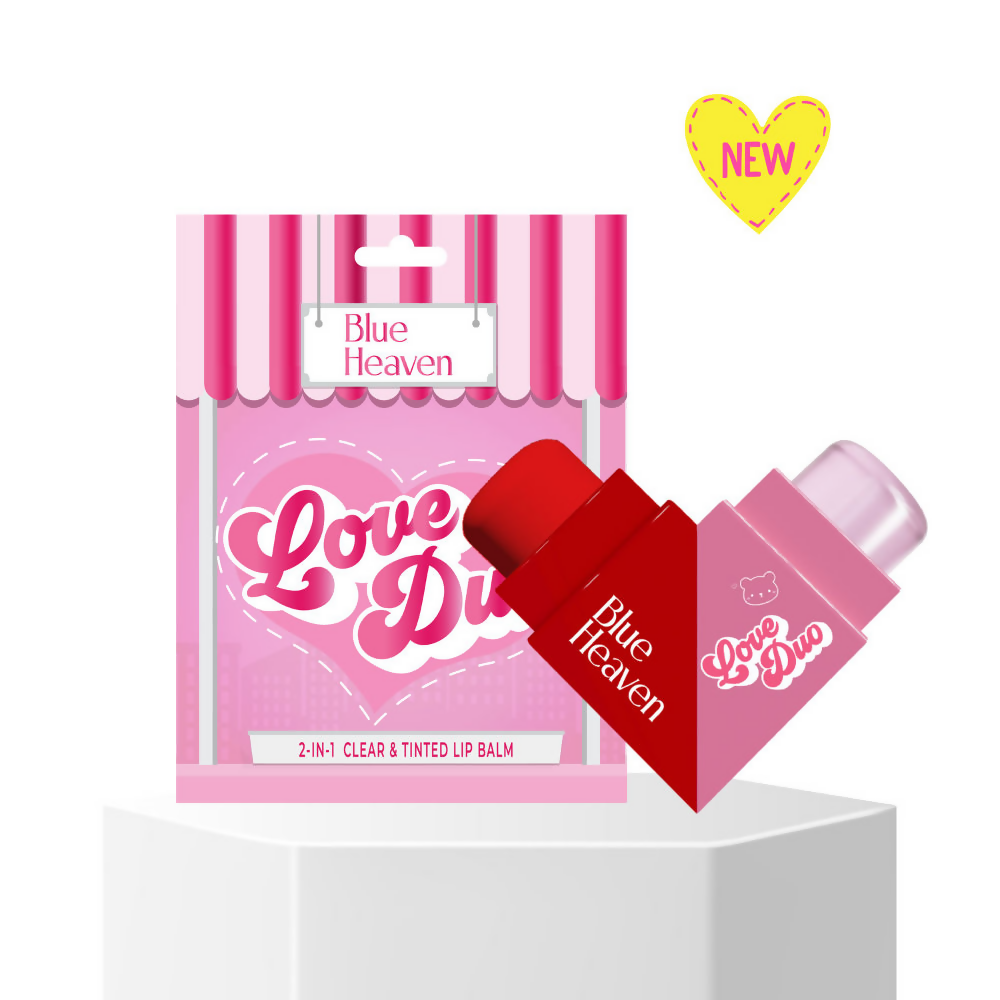 Blue Heaven Love Duo 2-In-1 Clear & Tinted Lip Balm - Hunbun (Clear+ Cherry)