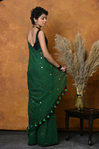 Very Much Indian Pure Mul Cotton Handloom Saree - Green - Distacart
