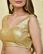 Amodini Designer Studio Golden Sequined Sleeveless Blouse