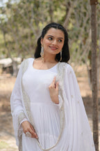 Joban Fashion White Georgette Sequence Embroidery Work Kurta Set - Distacart