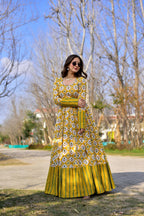 Aayaa Pure Muslin Gown With Heavy Digital Print - Multi Color - Distacart