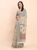 Shree Shyam Fashion Linen Cotton White Saree - Distacart