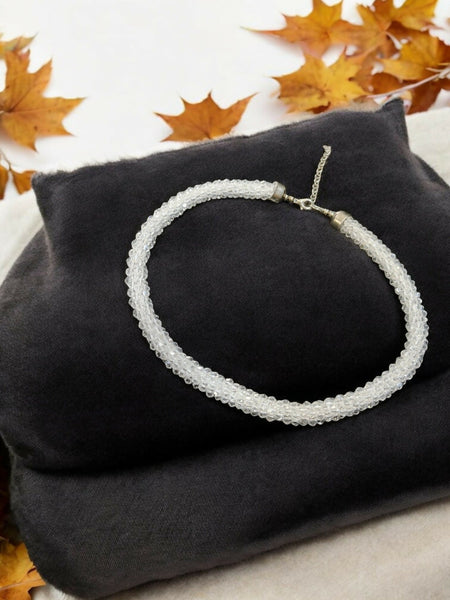 Inhanns Noor-E-Jalwa – Handmade Crystal Bead Necklace -Adjustable - White Only Necklace