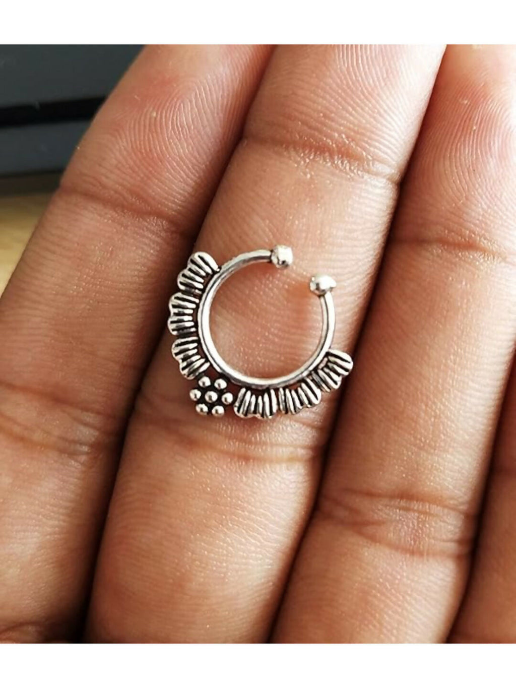NVR Set of 5 Silver Plated Oxidised Septum Nosepin