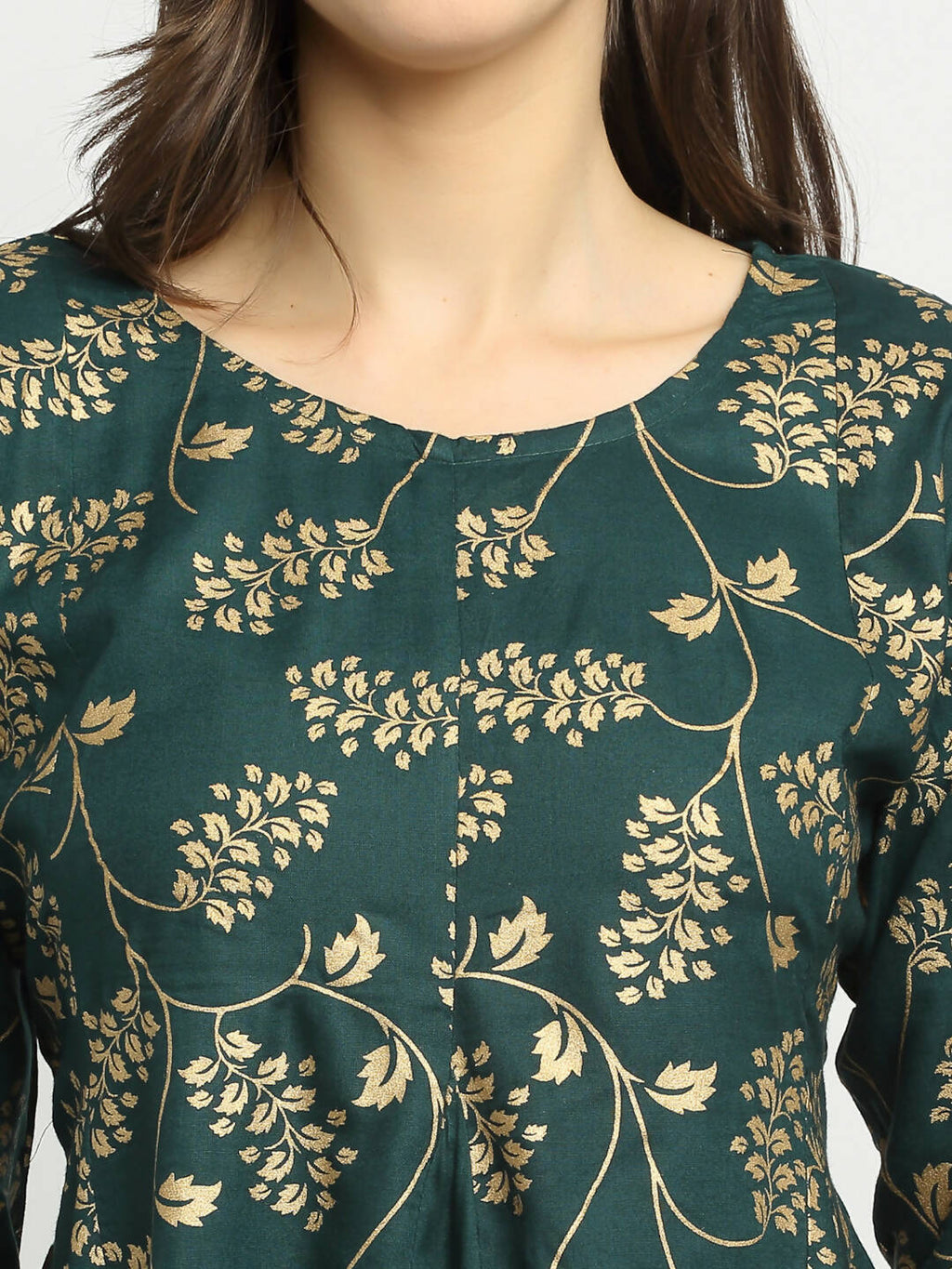 Rudra Bazaar Green Gold Printed Short Kurti With Skirt - Distacart