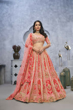 Kesar Fab Pink Organza Embroidered Lehenga