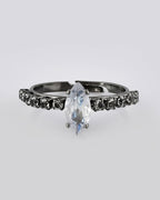 VOJ white CZ-detail Stainless Steel Cubic Zirconia Rhodium Plated Adjustable Finger Ring