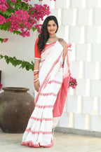 Beatitude White Cotton Handloom Saree