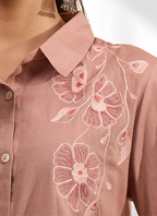 Joban Fashion Powder Pink Cotton, Linen Embroidered Readymade Cord Set - Distacart
