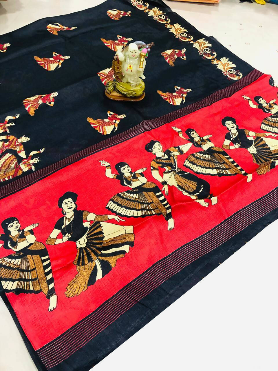Vamika Black Kalamkari With Jhalar Khadi Latest Silk Saree - Distacart