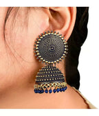 Mominos Fashion Joharkamal Gold-Plated Meenakari Jhumkas For Women & Girls (Blue) - Distacart