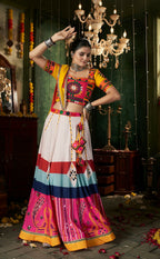AI Fashion White Maslin Cotton Designer Navratri Lehenga Choli Collection