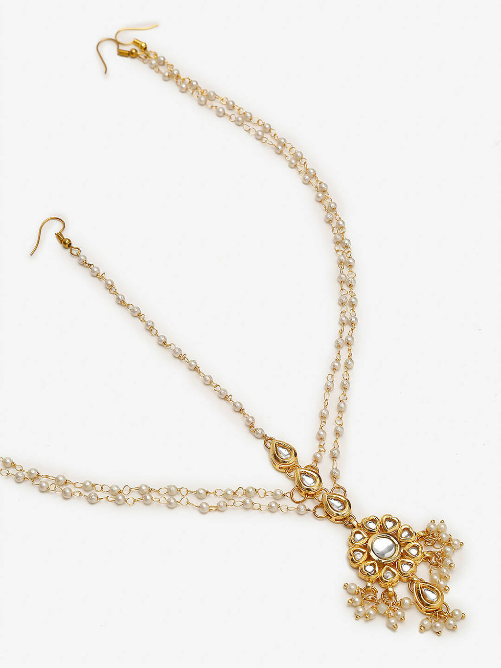 Gold-Plated White Kundan Studded Matha Patti - Ruby Raang - Distacart