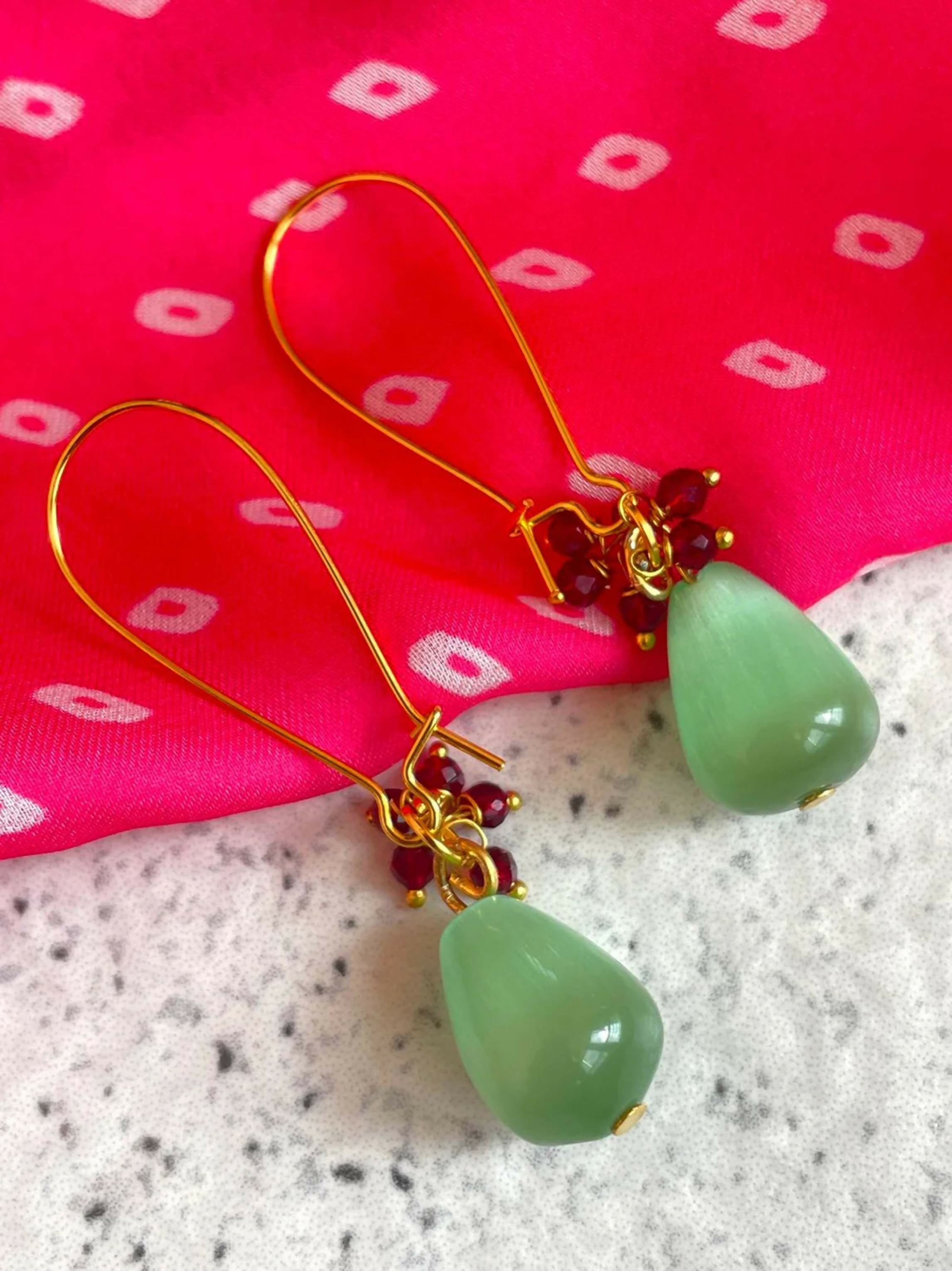 Joban Fashion Women C Green Monalisa Stone With Cheed Earring - Distacart
