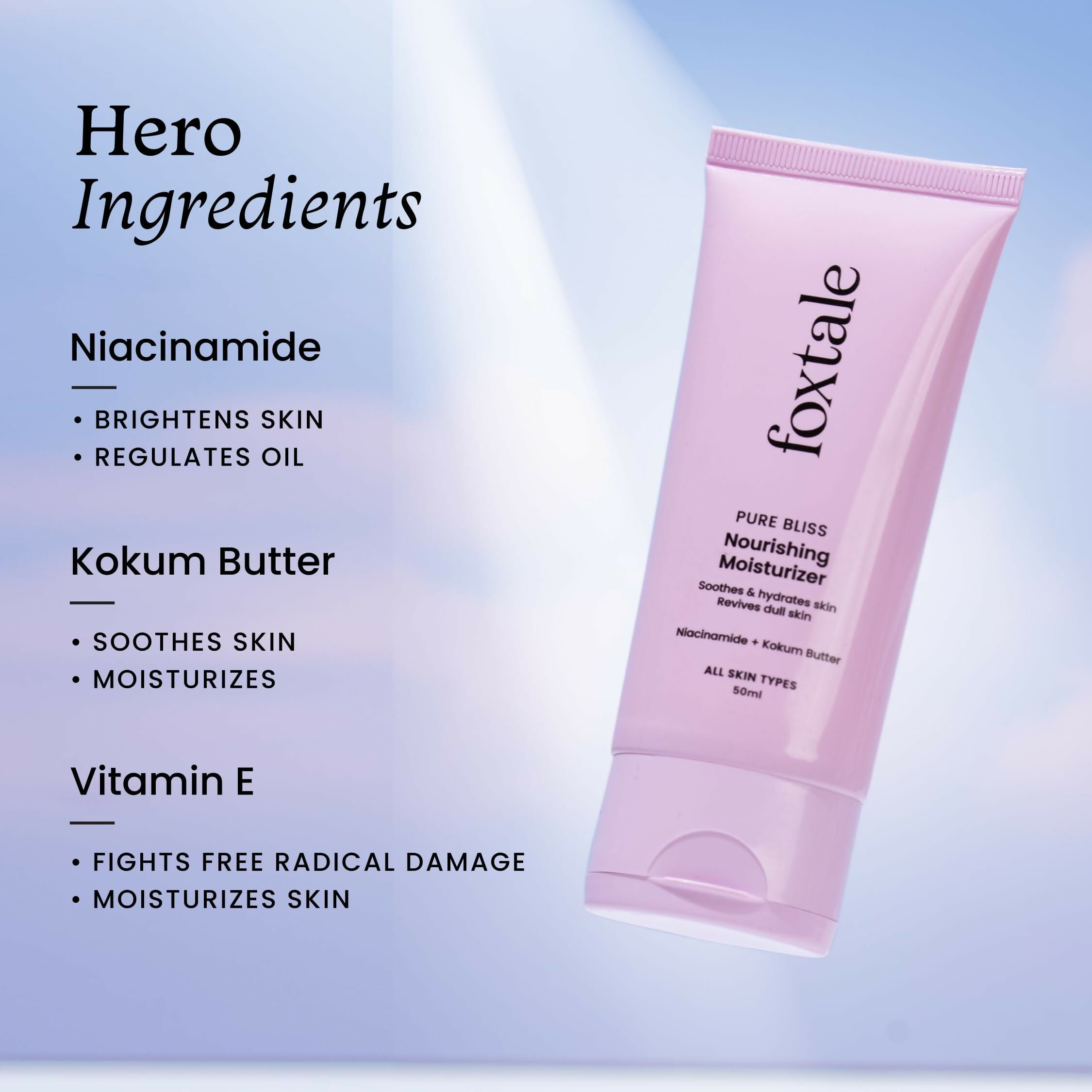 Foxtale Nourishing Face Moisturizer With Niacinamide For 24 Hr Hydration & Lightweight - Distacart