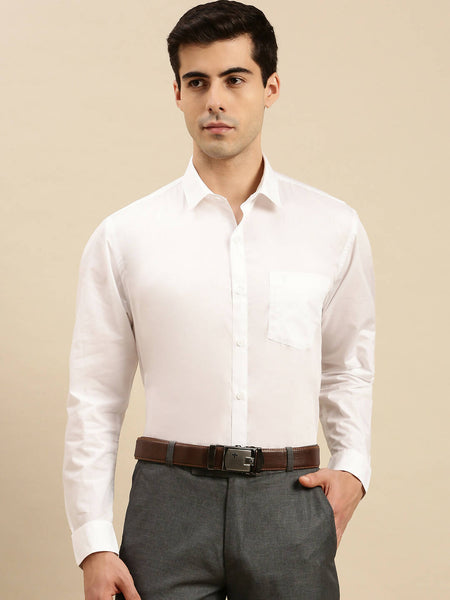 Ramraj Cotton Mens Full Sleeve White Shirt Plus Size - Cool Cotton