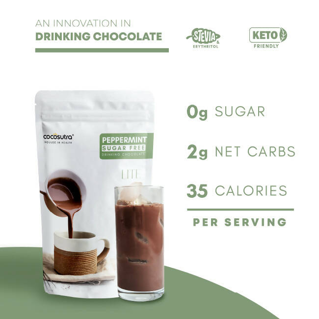 Cocosutra Lite - Peppermint Sugar Free Drinking Chocolate Mix - Distacart