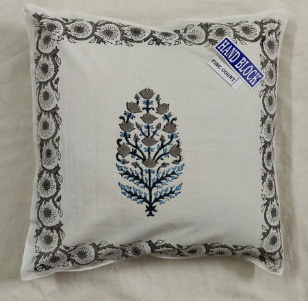 The Decor Nook Grey Floral Pattern With Grey Border Cushion Cover