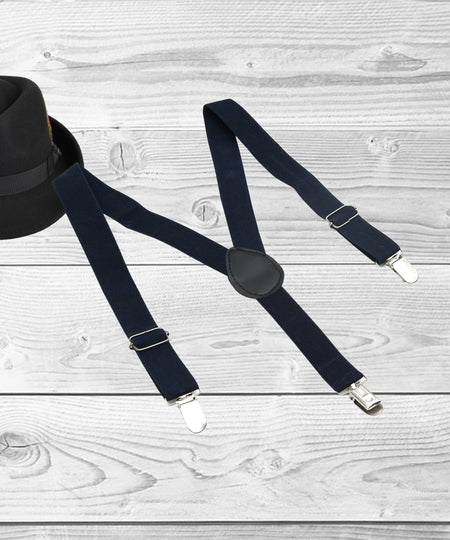 Manet Boys Solid Suspenders - Navy Blue