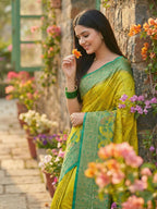 Shree Shyam Fashion Green Pochampally Silk Saree - Distacart