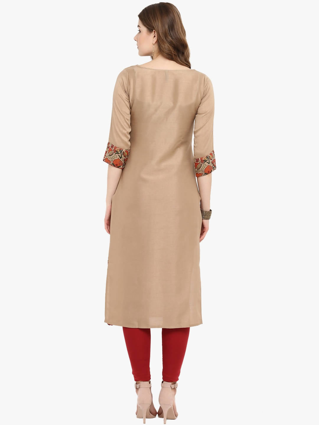Janasya Brown Printed Straight Kurta - Distacart