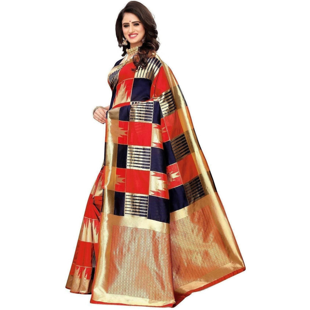 Vamika Banarasi Jaquard Red Weaving Saree (Banarasi 28)