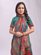 Shree Shyam Fashion Vastraloom Rama Green Linen Cotton Saree
