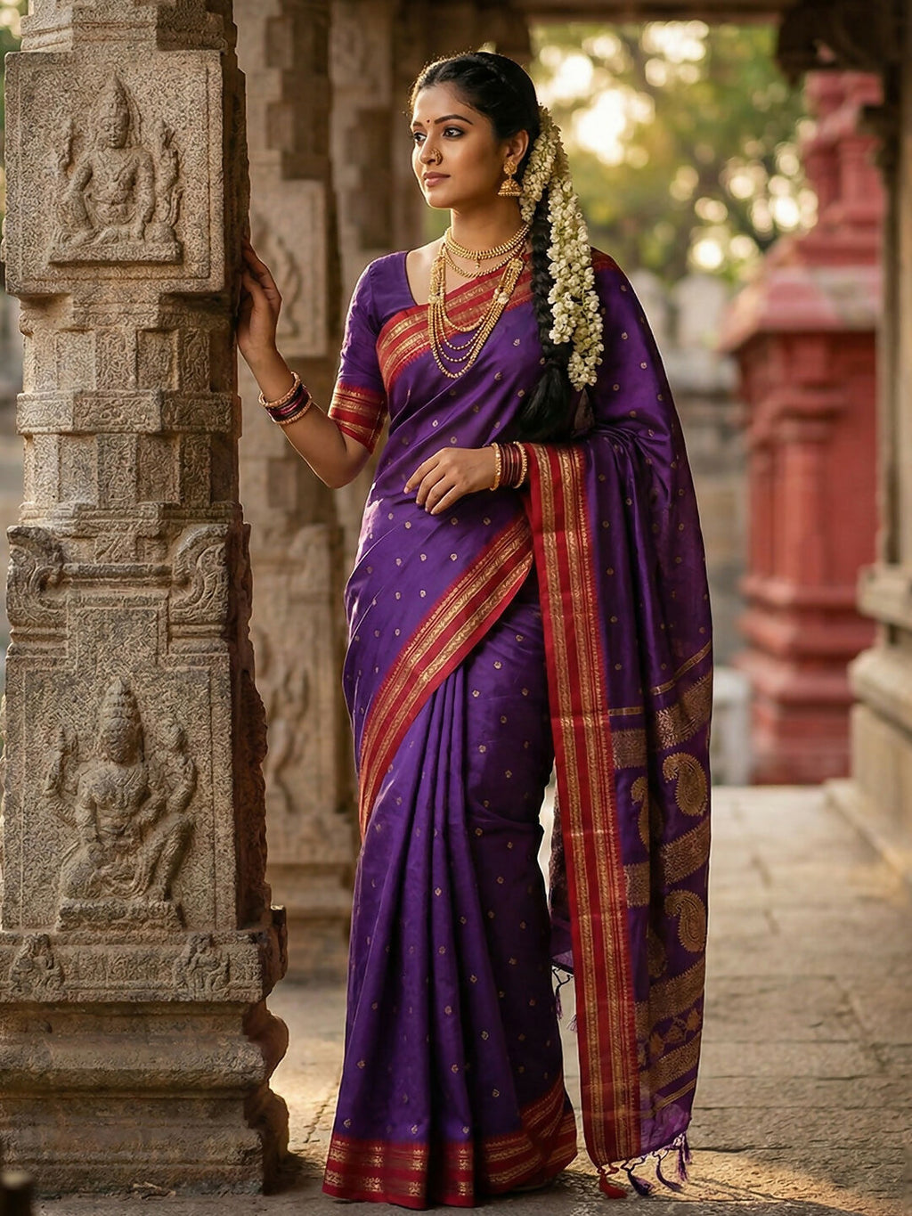 Shree Shyam Fashion Purple Cotton Saree - Distacart