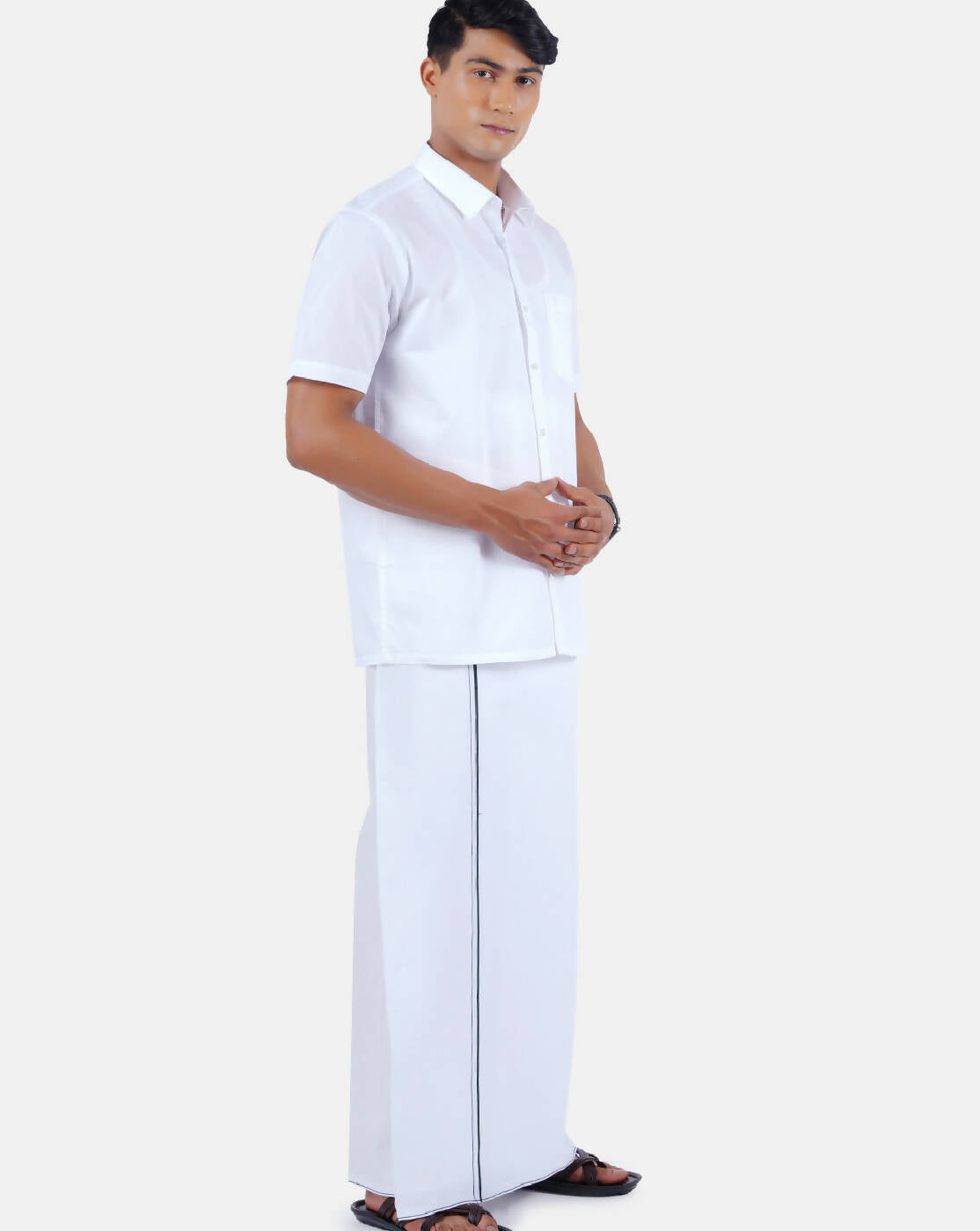 Ramraj Cotton Mens 100% Cotton Half Sleeve White Shirt
